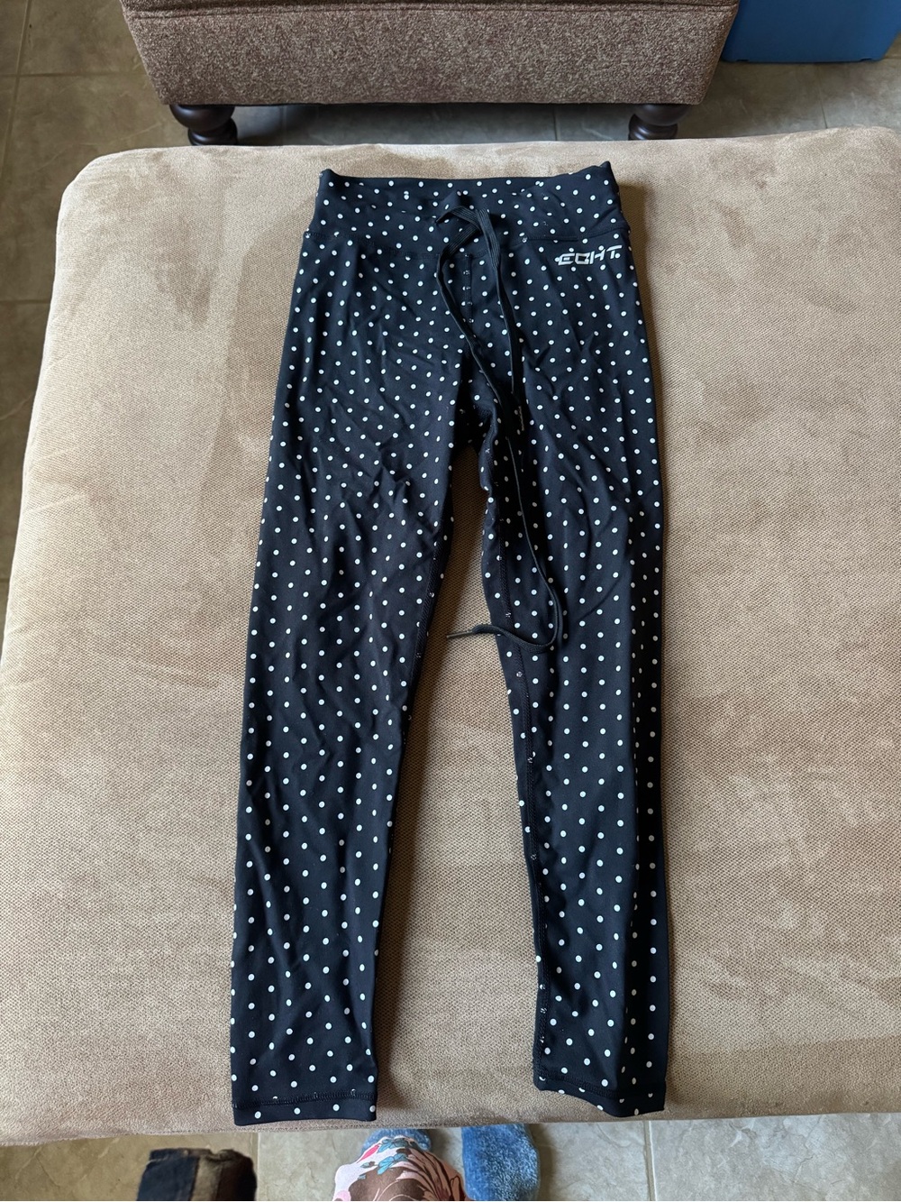 ECHT Black Leggings with White Polka Dots